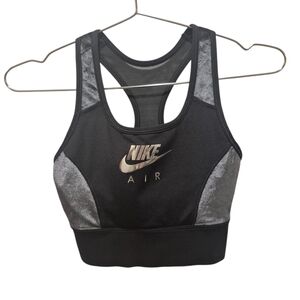 Nike Air Size Small Swoosh Logo Sports Bra Black Velvet Racerback
